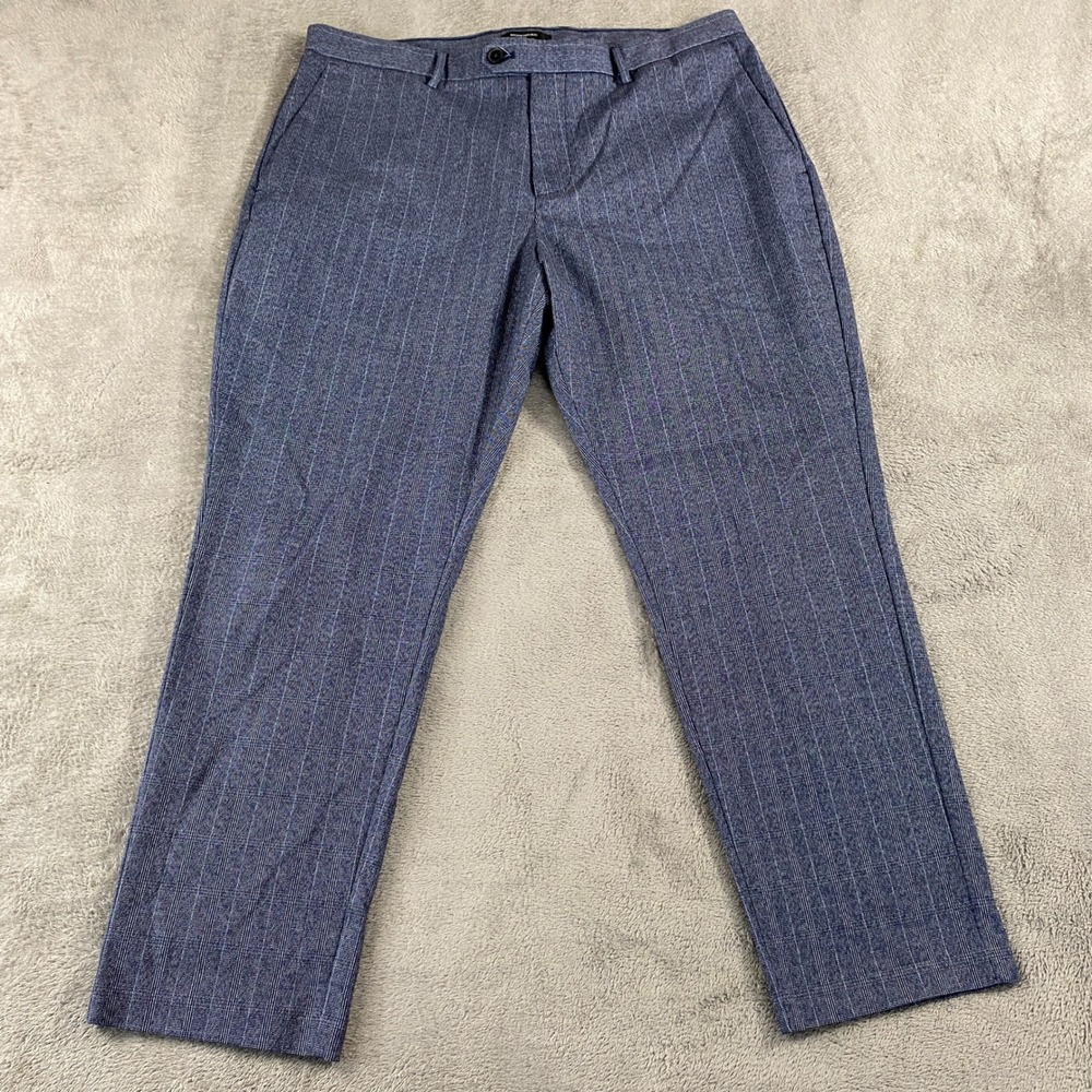 Banana Republic Pants Mens 36x30 Blue Slim Tapered Ankle Glen Plaid Pinstripe